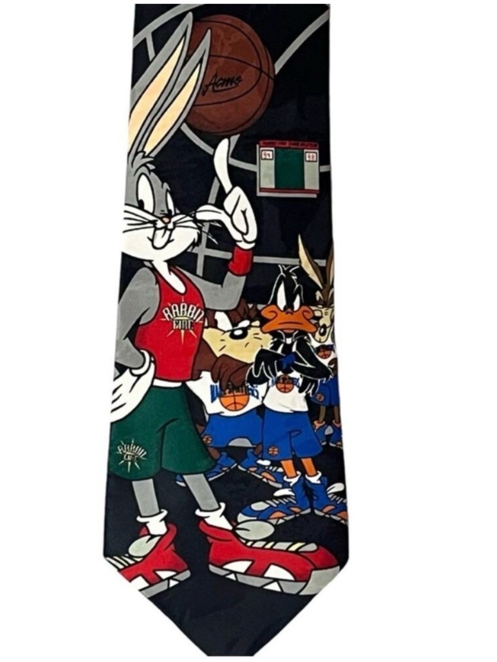 Looney Toones Mania Space Jam 1996 Bugs Bunny Basketball Tie Daffy Duck Taz